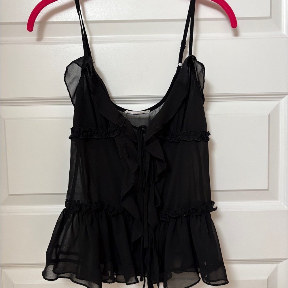 Elegant Black Ruffled Women's Top